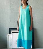 Aqua blue cotton maxi dress