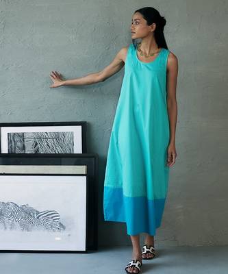 Aqua blue cotton maxi dress 3