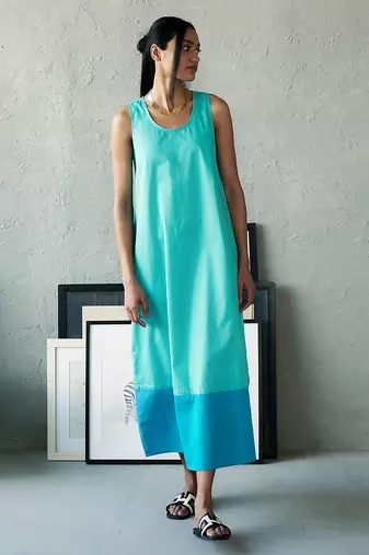 Aqua blue cotton maxi dress