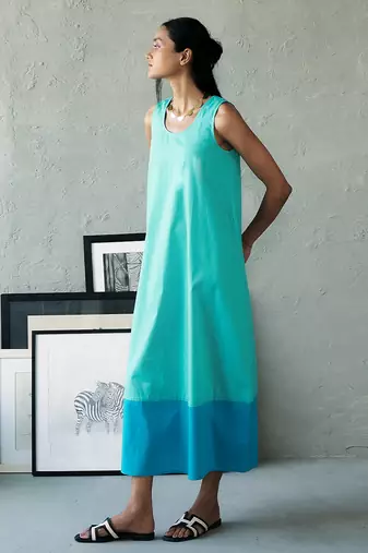 Aqua blue cotton maxi dress
