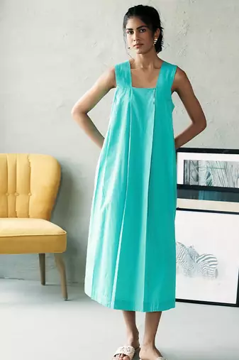 Aqua blue cotton maxi dress