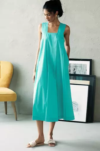 Aqua blue cotton maxi dress