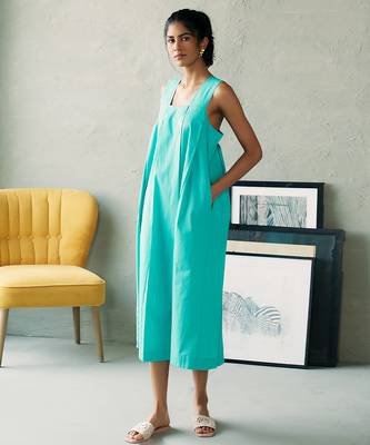Aqua blue cotton maxi dress 3