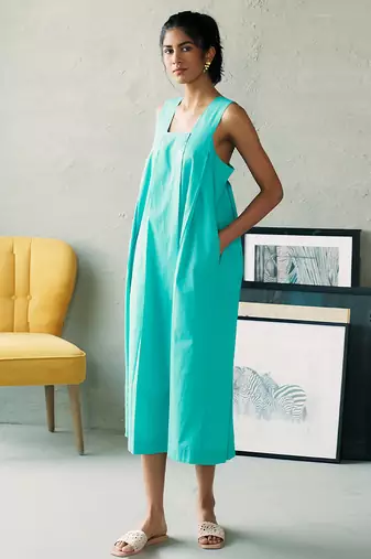 Aqua blue cotton maxi dress