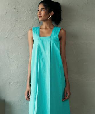 Aqua blue cotton maxi dress 4