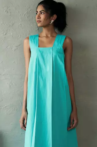 Aqua blue cotton maxi dress