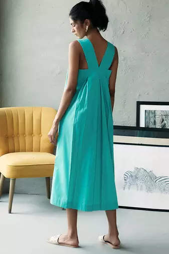 Aqua blue cotton maxi dress