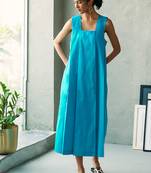 Turquoise blue cotton maxi dress