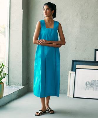Turquoise blue cotton maxi dress 2