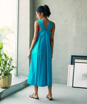 Turquoise blue cotton maxi dress 3
