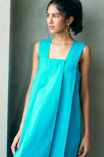 Turquoise blue cotton maxi dress