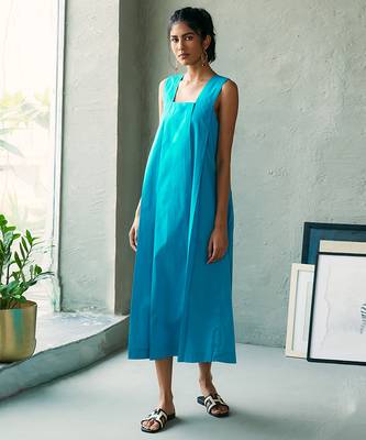 Turquoise blue cotton maxi dress 5