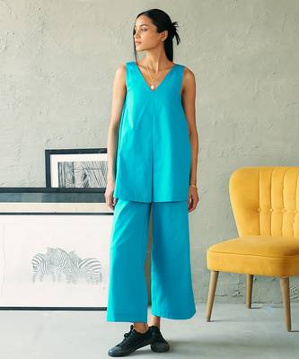 Turquoise blue cotton co ord set 1