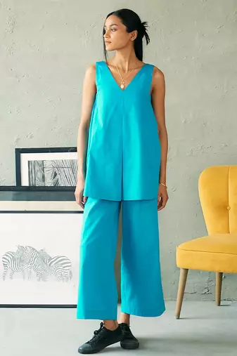 Turquoise blue cotton co ord set