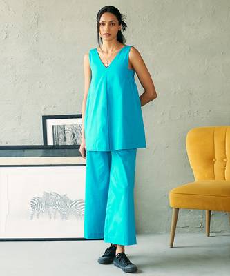 Turquoise blue cotton co ord set 2