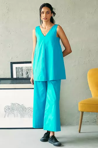 Turquoise blue cotton co ord set