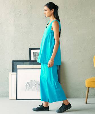 Turquoise blue cotton co ord set 3