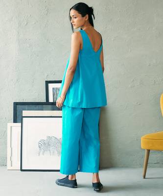 Turquoise blue cotton co ord set 4