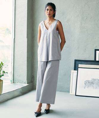 Muted grey cotton co ord set 1
