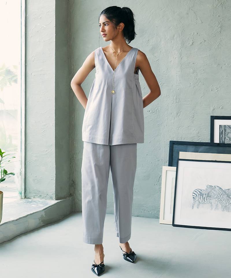 Muted grey cotton co ord set