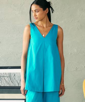 Turquoise blue cotton tunic top 1