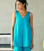 Turquoise blue cotton tunic top