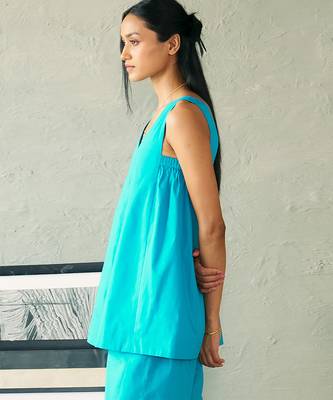 Turquoise blue cotton tunic top 2