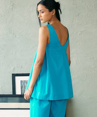 Turquoise blue cotton tunic top 3