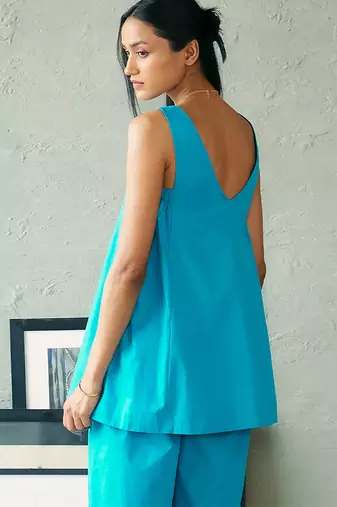 Turquoise blue cotton tunic top