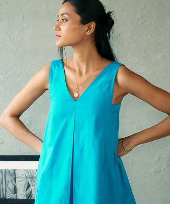 Turquoise blue cotton tunic top 4