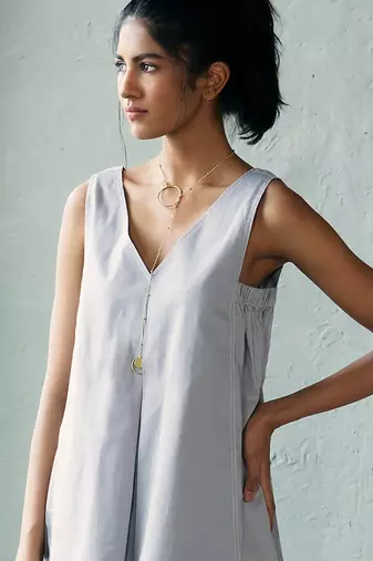 Muted grey cotton tunic top
