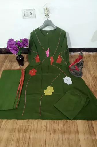 Women's Green  Embroidered Kurta Palazzo Set with Dupatta