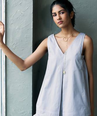 Muted grey cotton tunic top 5