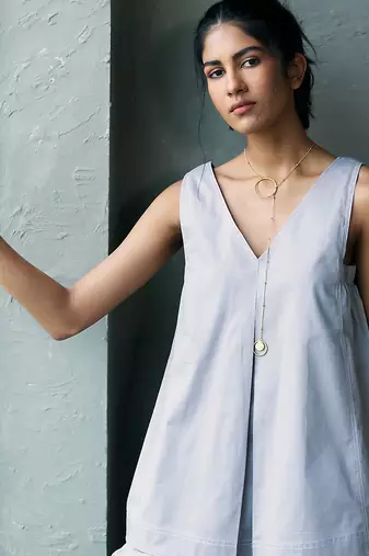 Muted grey cotton tunic top