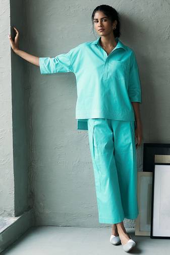 Aqua blue cotton co ord set