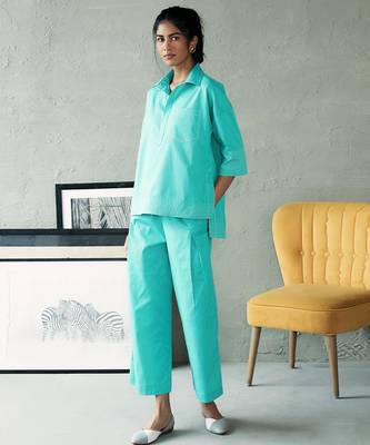 Aqua blue cotton co ord set 2