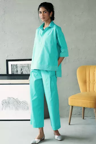 Aqua blue cotton co ord set
