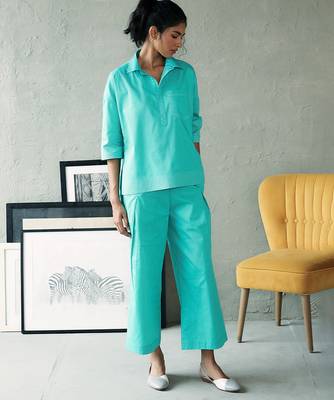 Aqua blue cotton co ord set 3
