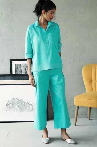 Aqua blue cotton co ord set
