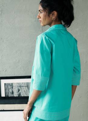 Aqua blue cotton co ord set 4