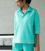 Aqua blue cotton short kurta top