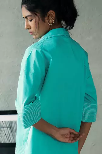 Aqua blue cotton short kurta top