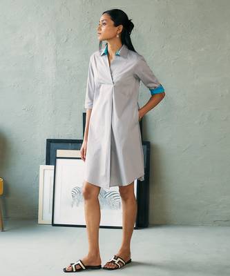Light grey cotton shirt dress 1