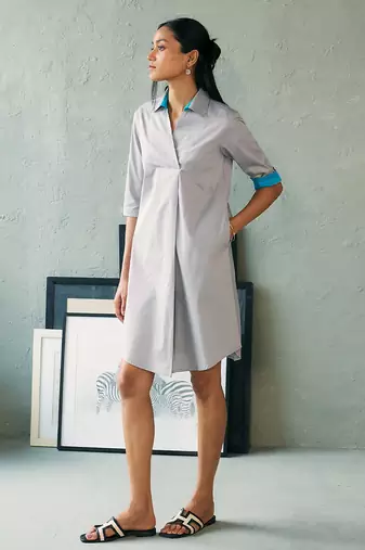 Light grey cotton shirt dress