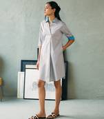 Light grey cotton shirt dress