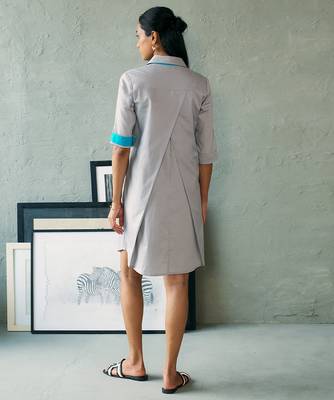Light grey cotton shirt dress 3