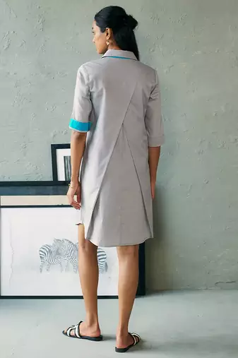 Light grey cotton shirt dress