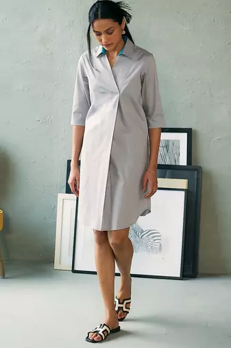 Light grey cotton shirt dress