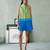 Green blue cotton mini dress