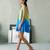 Green blue cotton mini dress